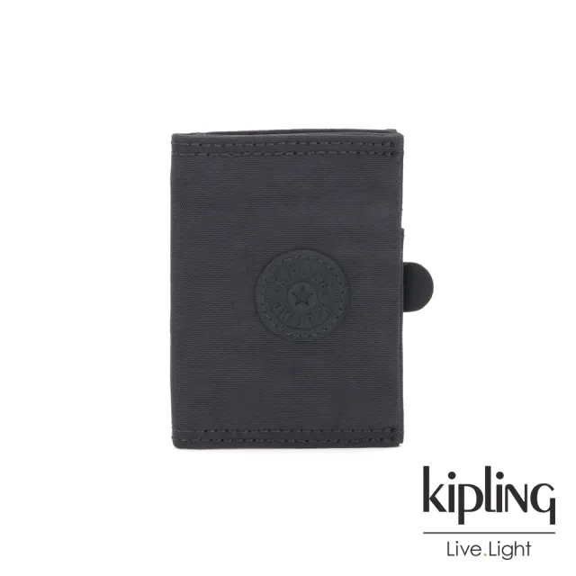 【KIPLING】都會簡約霧灰色暗釦卡夾-CARD