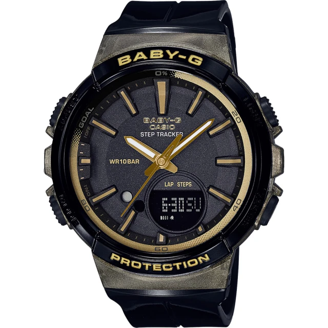 【CASIO 卡西歐】Baby-G 慢跑計步顯示手錶-黑(BGS-100GS-1A)