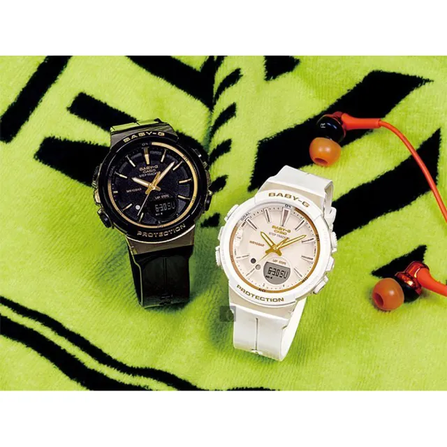 【CASIO 卡西歐】Baby-G 慢跑計步顯示手錶-黑 畢業禮物(BGS-100GS-1A)