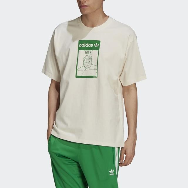 【adidas 愛迪達】上衣 男款 短袖上衣 運動 情侶款 TEE HULK 白 GP3398