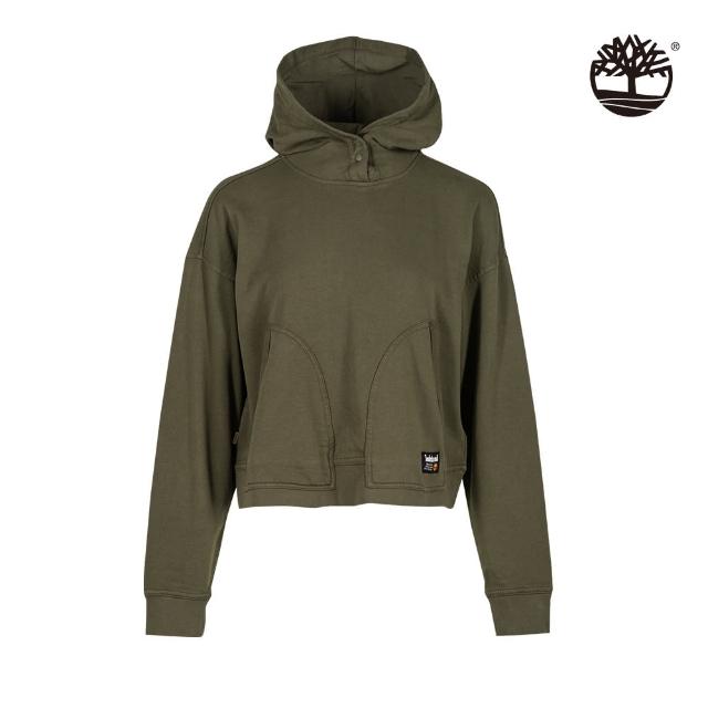 Timberland【Timberland】女款軍綠色工裝風口袋寬鬆連帽上衣(A2GF2A58)