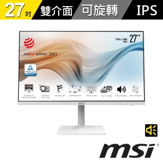 【MSI 微星】27型 雙介面/可旋轉 IPS液晶螢幕(Modern MD271PW)
