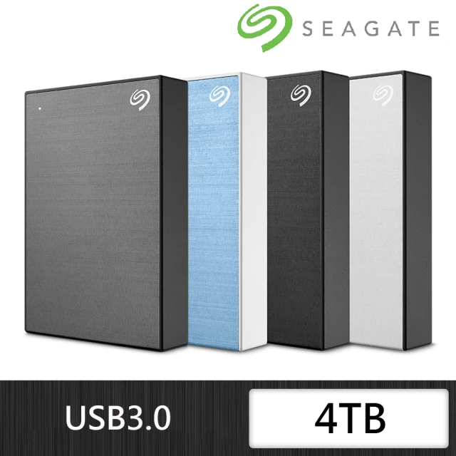 【SEAGATE 希捷】One Touch 4TB 2.5吋外接硬碟(極夜黑/星鑽銀/冰川藍/太空灰)