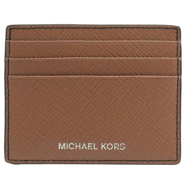 Michael Kors【Michael Kors】銀字LOGO防刮皮革信用卡名片夾隨身卡(咖)