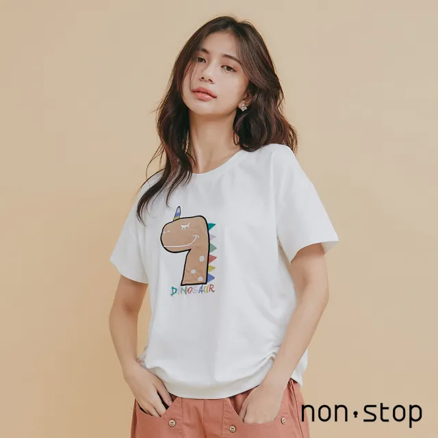 Non Stop 綺麗恐龍跳色貼布繡t恤 2色 Momo購物網