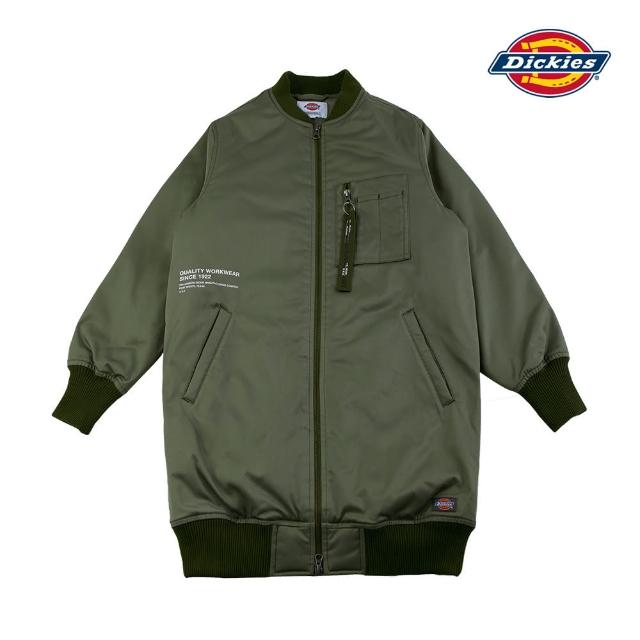 【Dickies】女款墨綠色鋪棉長版夾克｜DK008100A49