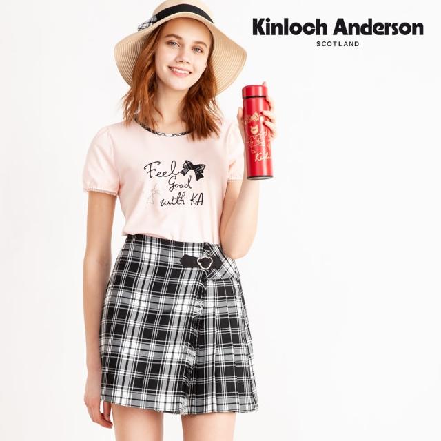 【Kinloch Anderson 金安德森女裝】2021新色格紋小熊側百褶裙(短裙-混紡-黑/藏青深藍)