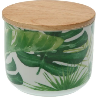 【VERSA】竹蓋瓷製密封罐(熱帶叢林475ml)