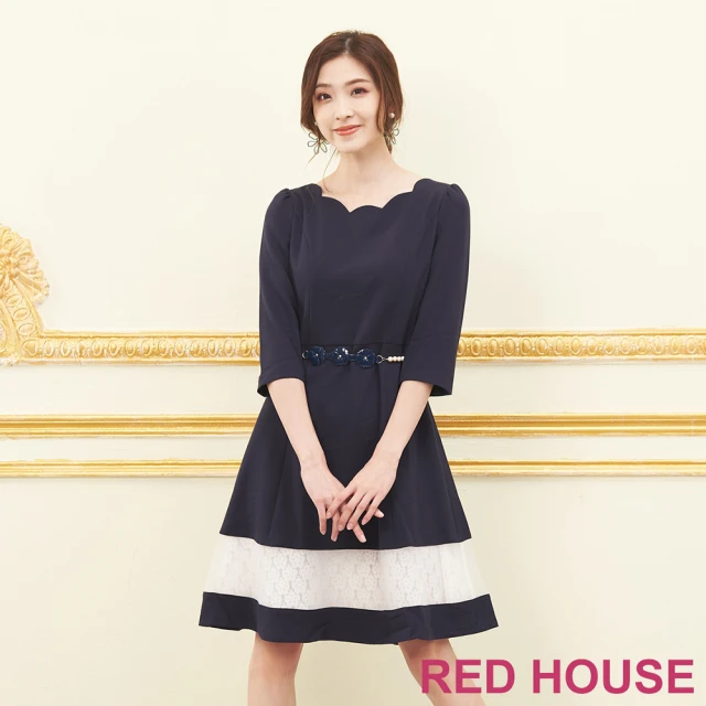 【RED HOUSE 蕾赫斯】花邊蕾絲洋裝(紅色)