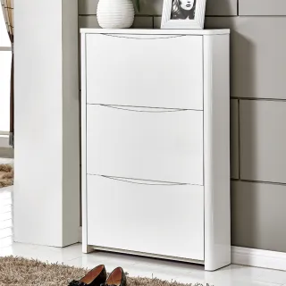 【AT HOME】現代簡約2.3尺白色三門掀式鞋櫃(賽門)