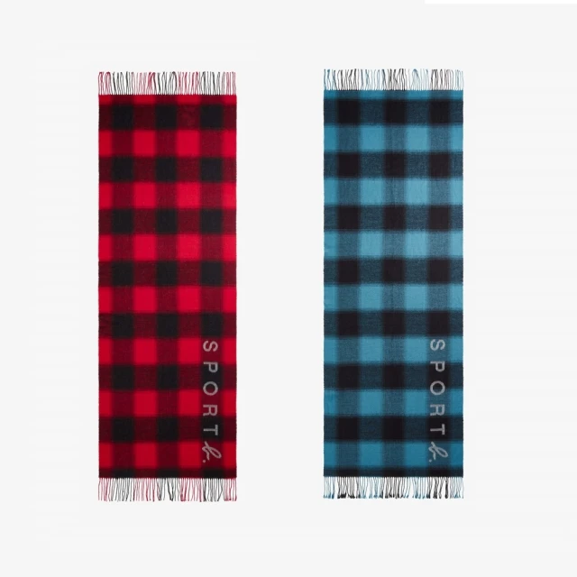 【agnes b.】Sport b. 格紋圍巾(紅/藍)