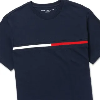 【Tommy Hilfiger】TOMMY 經典刺繡文字Logo圖案短袖T恤-深藍色(平輸品)