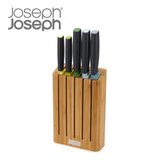 【Joseph Joseph】省空間不鏽鋼刀具五件組(竹製底座)