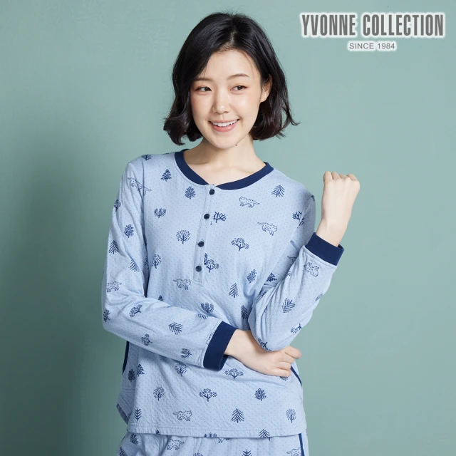 Yvonne Collection【Yvonne Collection】石虎緹花半開襟長袖上衣(靜謐藍)
