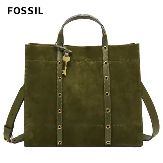 【FOSSIL】Carmen 麂皮兩用手提包-沼綠色 ZB1550376