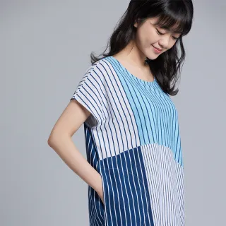 【Yvonne Collection】幾何大圓短袖洋裝(丈青印花)
