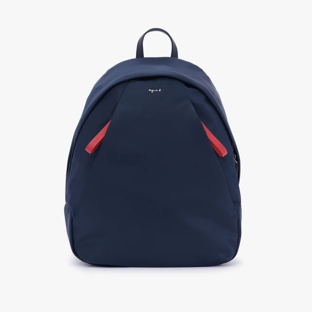 【agnes b.】雙11★Voyage 尼龍拼色後背包(藍配紅)