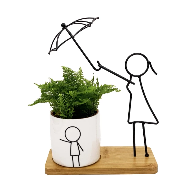 【植說】創意親子花器 為你撐傘(不含植物 土壤介質 花器 花架 花盆 園藝 器皿 陶盆 多肉)