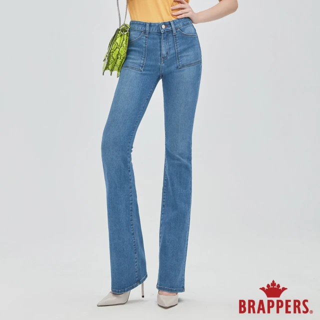 BRAPPERS【BRAPPERS】女款 新美腳 ROYAL系列-中腰彈性喇叭褲(淺藍)