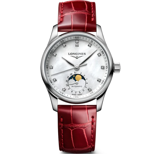 【LONGINES 浪琴】Master 巨擘系列月相機械女錶-34mm(L24094872)