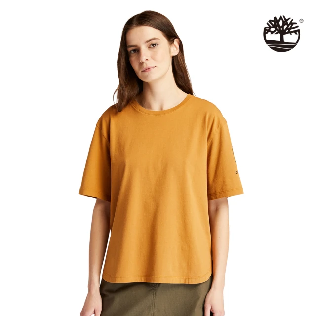 Timberland【Timberland】女款小麥黃Ecoriginal有機棉短袖LOGO T恤(A23HHP47)