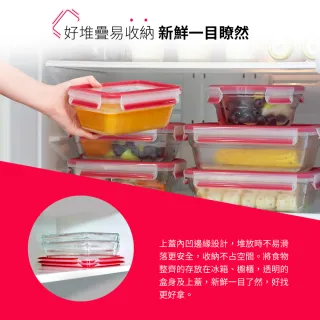 【Tefal 特福】新一代無縫膠圈分隔耐熱玻璃保鮮盒800ML(長方形)