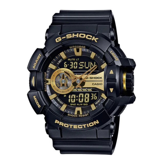 【CASIO】G-SHOCK金屬搖滾個性運動雙顯錶(GA-400GB-1A9)