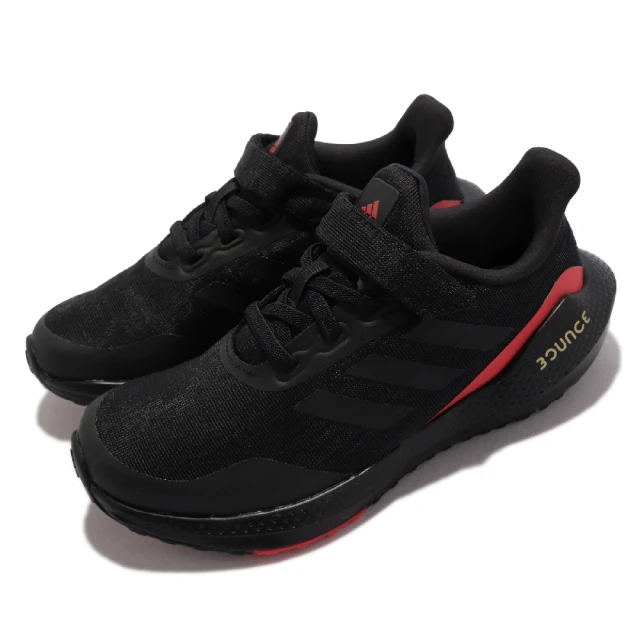 【adidas 愛迪達】慢跑鞋 EQ21 Run EL K 運動 童鞋 愛迪達 輕量 透氣 避震 中大童 球鞋 黑 紅(GZ5399)