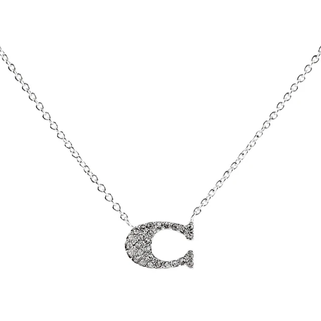 【COACH】C Logo水鑽項鍊(銀色)