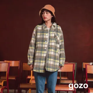 【gozo】★年度MOMO獨家限定款★復古磨毛格子襯衫外套