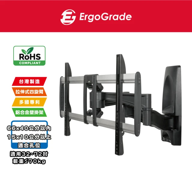 【ErgoGrade】32-65吋大載重多功能拉伸電視壁掛架 EGA6041(壁掛架/電腦螢幕架/長臂/旋臂架/桌上型支架)