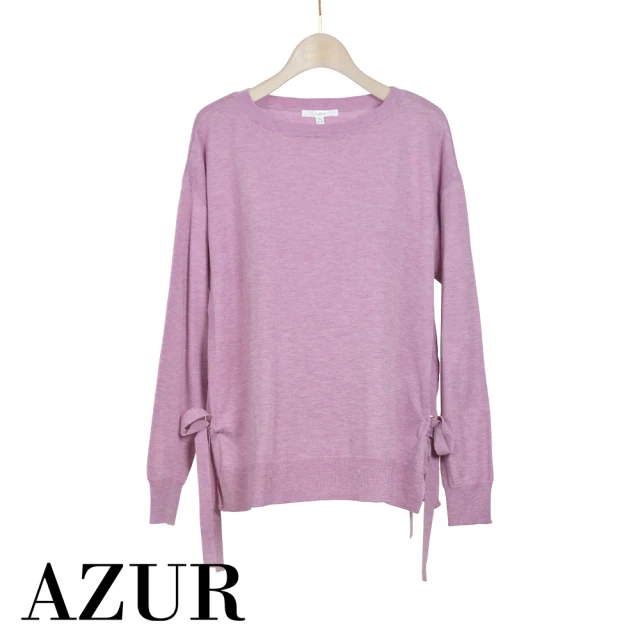 AZUR【AZUR】抽繩纖腰混羊毛針織上衣-2色
