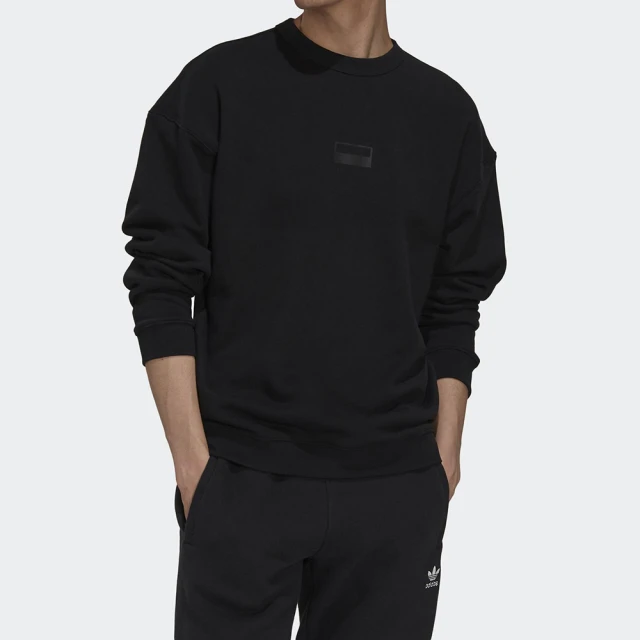 【adidas 愛迪達】上衣 男款 長袖上衣 運動 三葉草 國際尺寸 黑 H11496