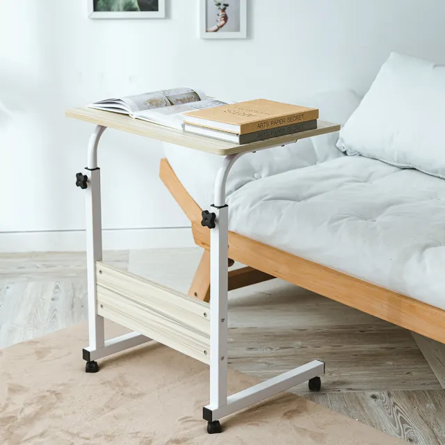 簡約升降床邊桌附輪可移動ㄈ型桌筆電桌 高, Adjustable Height Bed Frame Dormitory