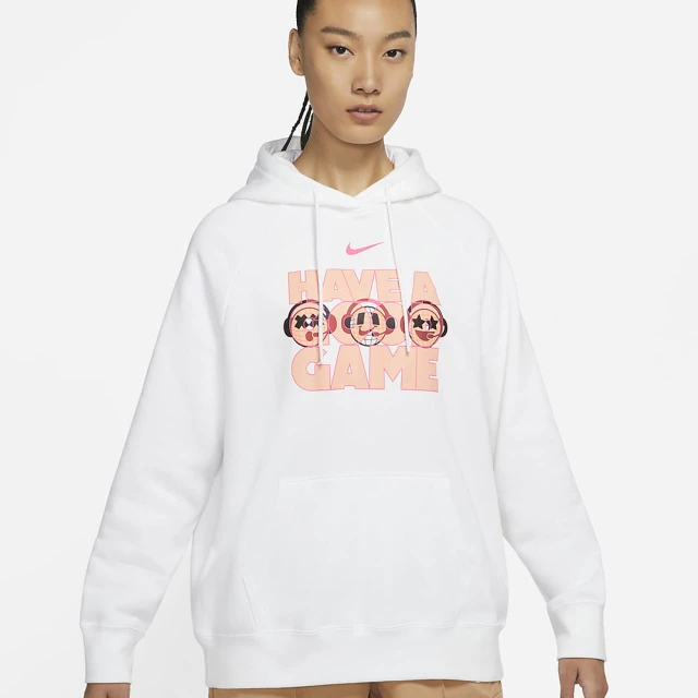 【NIKE 耐吉】連帽上衣 帽T AS W NSW GC PO HOODIE GG 女款 白(DO7197100)