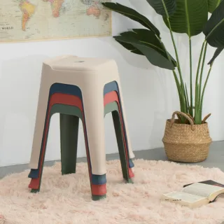 【IDEA】4入組繽紛撞色系高腳椅凳/塑膠椅