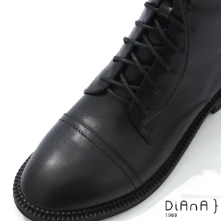 【DIANA】DIANA 3cm柔軟牛皮素色內刷羊絨布馬汀短靴-率性自我(黑)