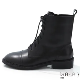 【DIANA】DIANA 3cm柔軟牛皮素色內刷羊絨布馬汀短靴-率性自我(黑)