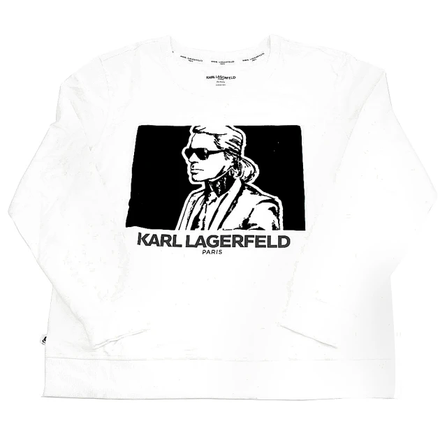 KARL LAGERFELD 卡爾【KARL LAGERFELD 卡爾】老佛爺 素描人物圖案素雅個性棉短T(白)