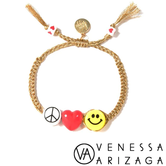 Venessa Arizaga【Venessa Arizaga】PEACE LOVE HAPPINESS 愛心笑臉金色手鍊(笑臉)