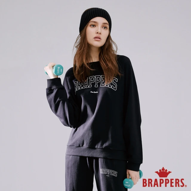 【BRAPPERS】女款 Wellbe系列-落肩弧形logo印花T恤(黑)