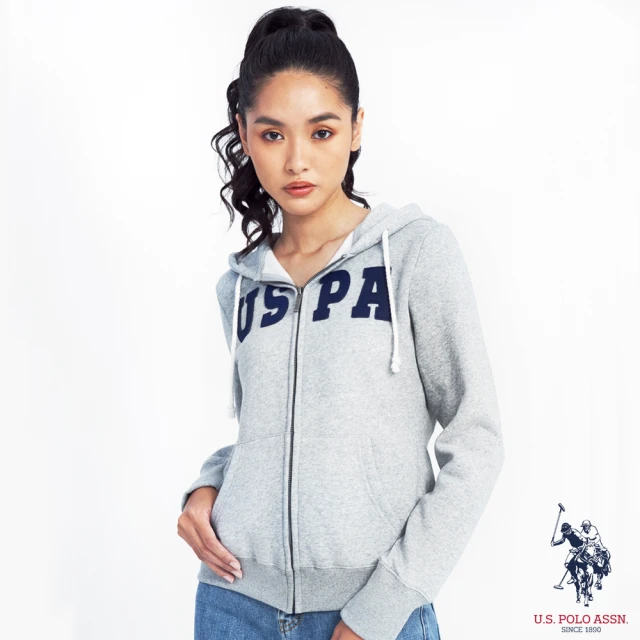 U.S. POLO ASSN.【U.S. POLO ASSN.】女款USPA連帽外套-灰色(熱銷經典)