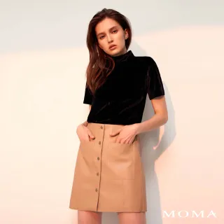 【MOMA】帥氣排釦仿皮褲裙(兩色)