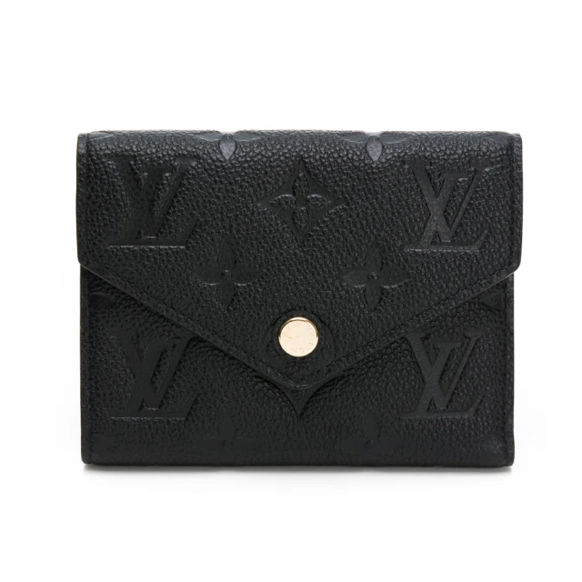 【Louis Vuitton 路易威登】M64060 Victorine系列Monogram Empreinte皮革壓花三折短夾（黑）