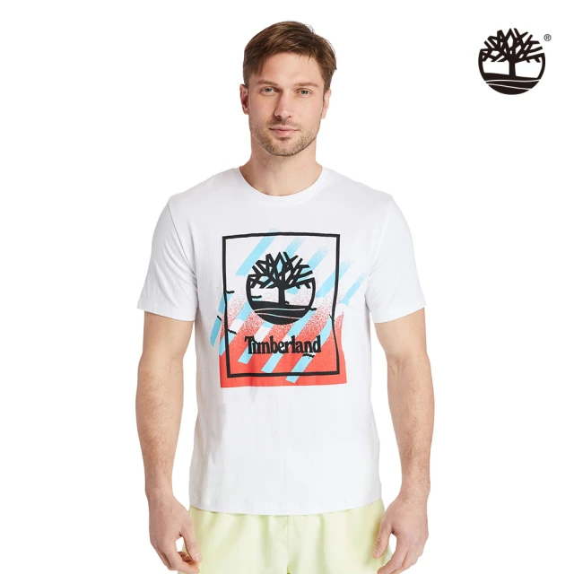 【Timberland】男款白色樹型有機棉短袖T恤(A2DVN100)