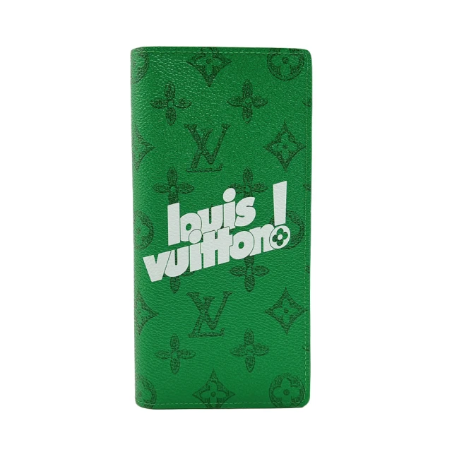 【Louis Vuitton 路易威登】BRAZZA 塗鴉撞色設計帆布長夾(M80801-綠/白)