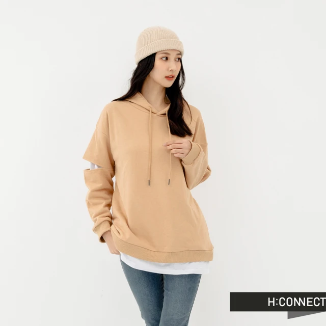 H:CONNECT【H:CONNECT】韓國品牌 女裝 -袖口拉鍊設計上衣(卡其色)