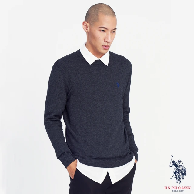 U.S. POLO ASSN.【U.S. POLO ASSN.】男款小馬羊毛衫-深灰色(熱銷經典)