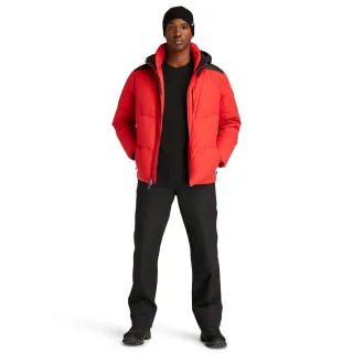 【Timberland】男款黑紅撞色多口袋連帽羽絨外套(A2G9GCA9)