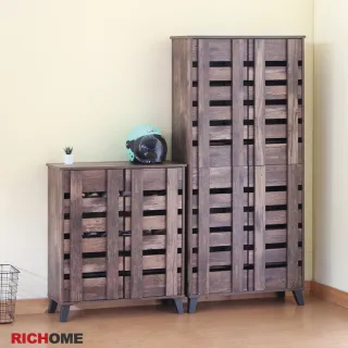 【RICHOME】亞松森工業風棧板設計雙門透氣鞋櫃(鞋架 玄關櫃 置物櫃 收納櫃)